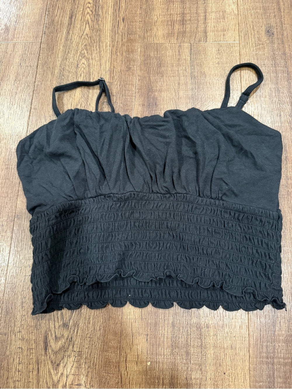 Hollister Black Smocked Cropped Cami